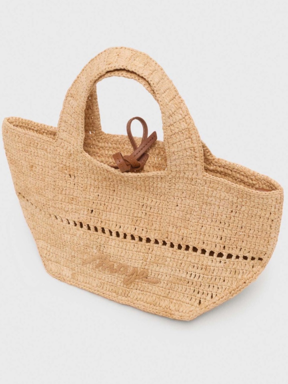 MAJE Woven Straw mini  Tote Bag in Natural Tan